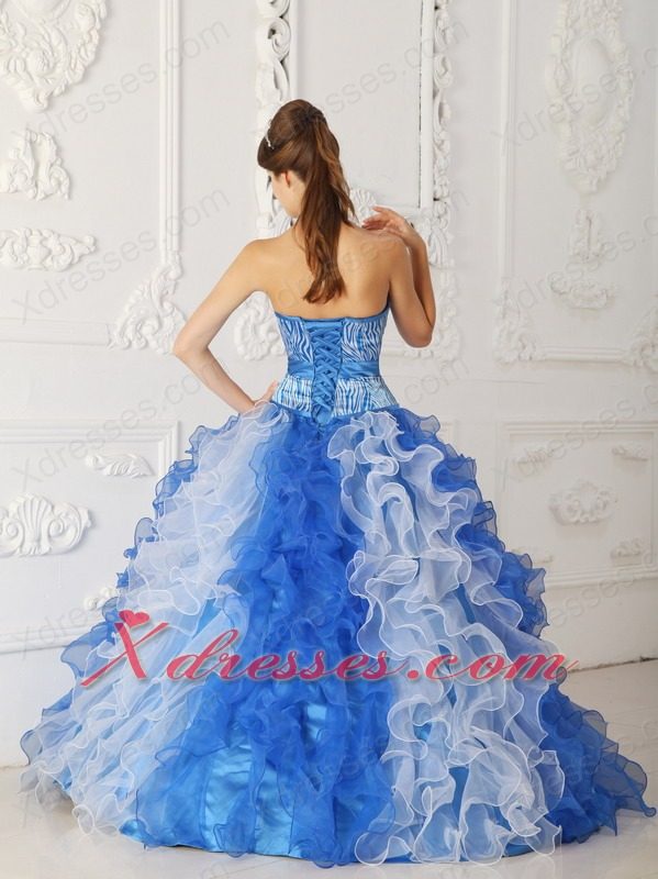 Multi-color A-Line / Princess Sweetheart Floor-length Organza Beading Quinceanera Dress