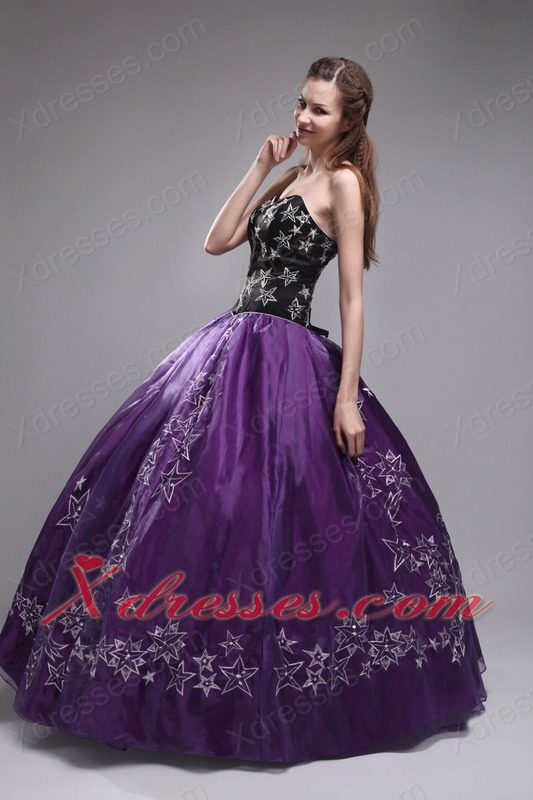Eggplant Purple Ball Gown Sweetheart Floor-length Organza Embroidery Quinceanera Dress