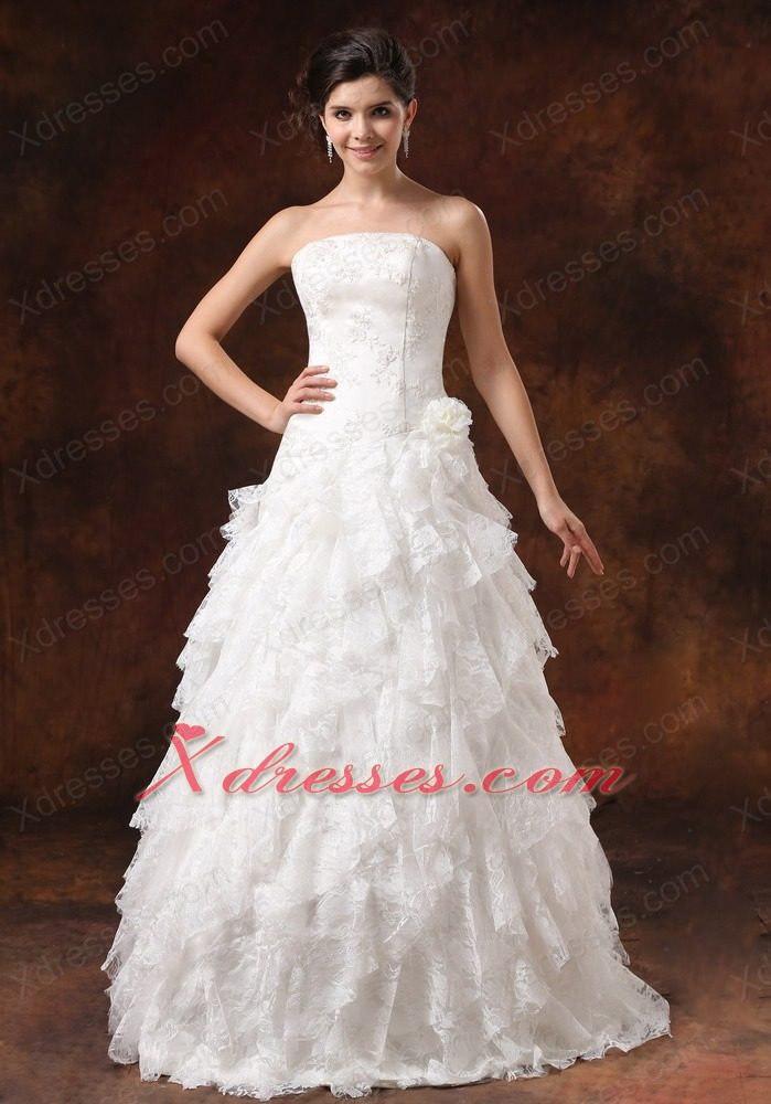 Ruffles Embroidery Decorate Bodice For 2019 Wedding Dress Custom Made