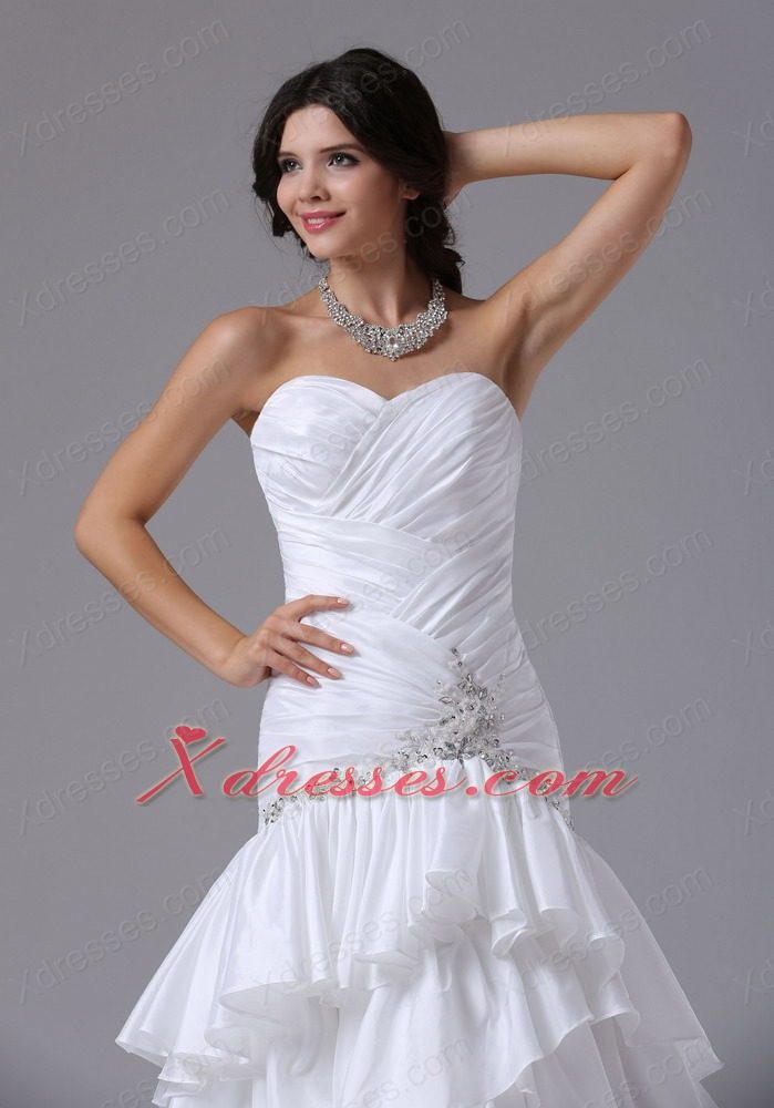 Mermaid and Ruched Bodice Ruffled Layeres For Wedding Dress