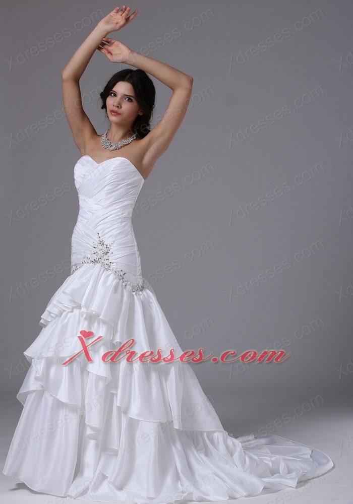 Mermaid and Ruched Bodice Ruffled Layeres For Wedding Dress