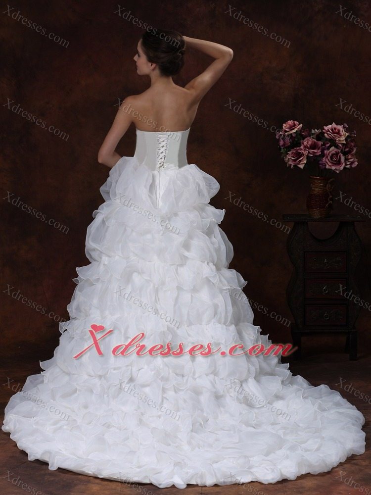 Beading A-Line Strapless Popular tiered skirt 2019 Wedding Dress