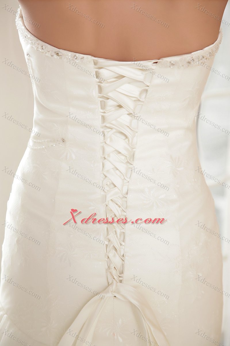 Perfect Mermaid / Trumpet Sweetheart Chapel Train Organza Sequins Wedding Dress