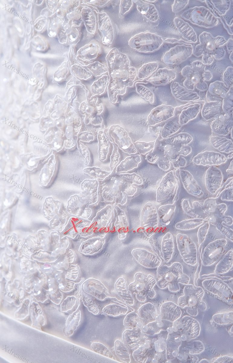 Exclusive Mermaid Strapless Court Train Satin Lace Wedding Dress
