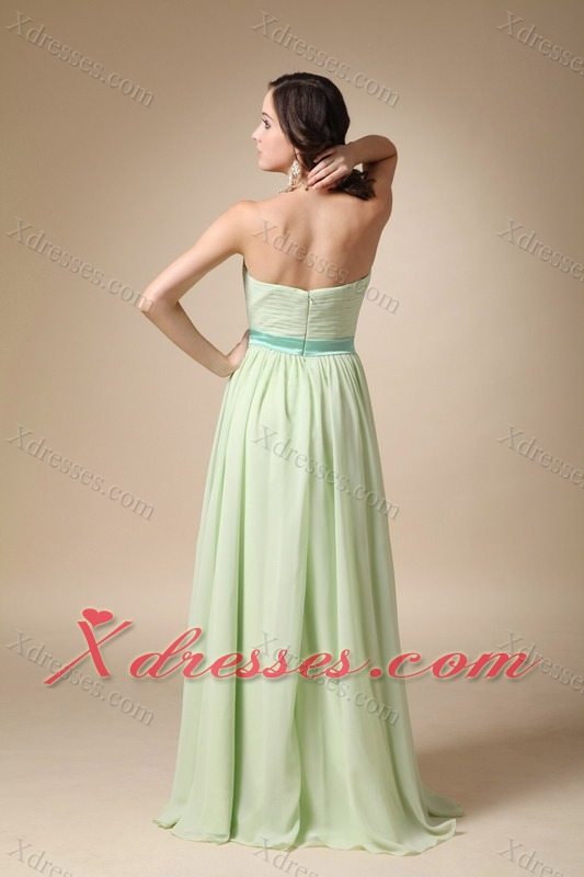 Yellow Green Empire Sweetheart Floor-length Belt Chiffon Prom / Evening Dress