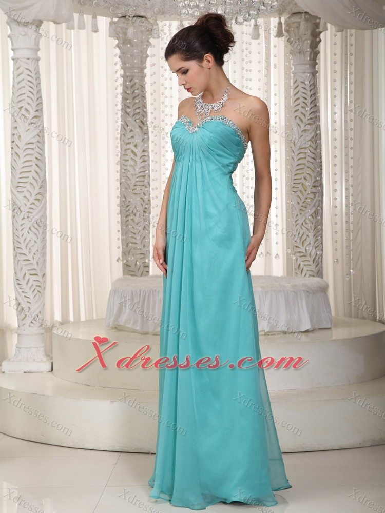 Fashionable Empire Sweetheart Floor-length Chiffon Beading Prom Dress