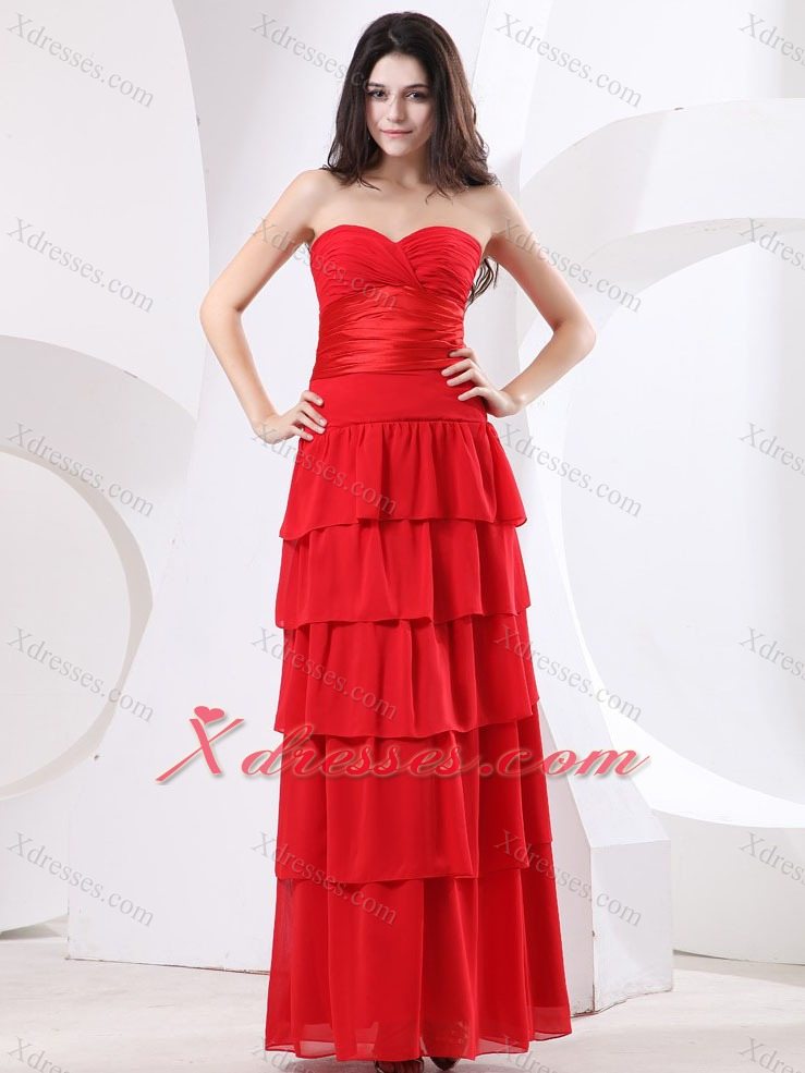 Sweetheart Ruched Bodice and Ruffled Layers For Prom Dress