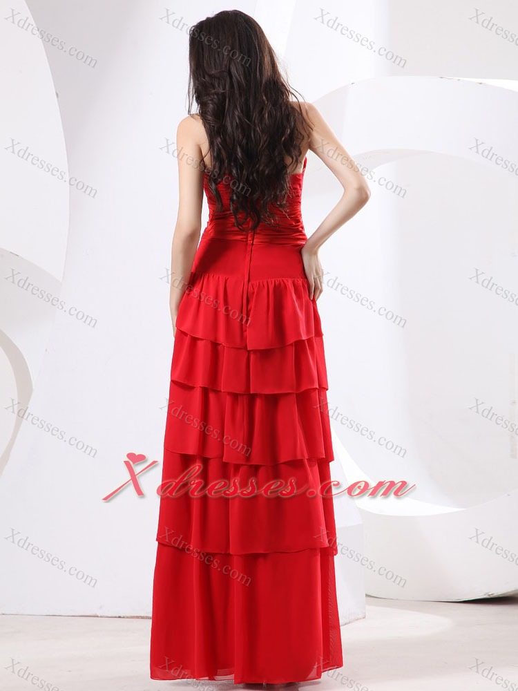 Sweetheart Ruched Bodice and Ruffled Layers For Prom Dress