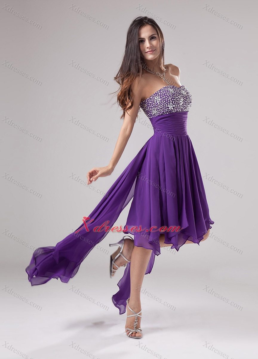 Lovely Purple Prom Dress Strapless Beaded Decorate and Ruch In 2019