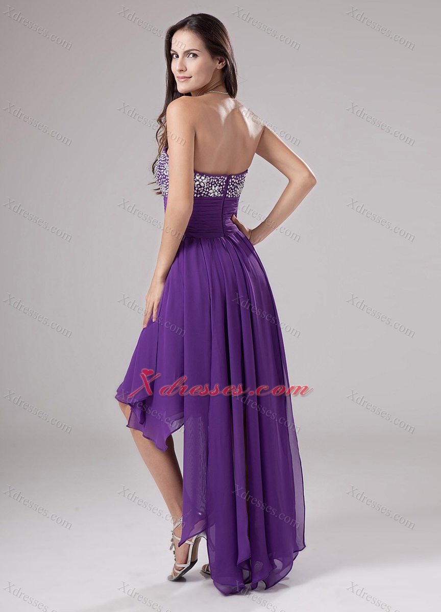 Lovely Purple Prom Dress Strapless Beaded Decorate and Ruch In 2019
