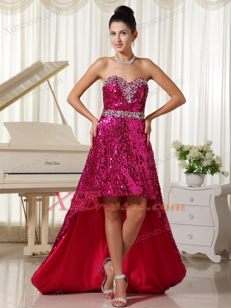 Paillette Over Skirt With Beautiful Sweetheart High-low Party Celebrity Pageant Dresses