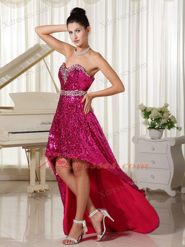 Paillette Over Skirt With Beautiful Sweetheart High-low Party Celebrity Pageant Dresses