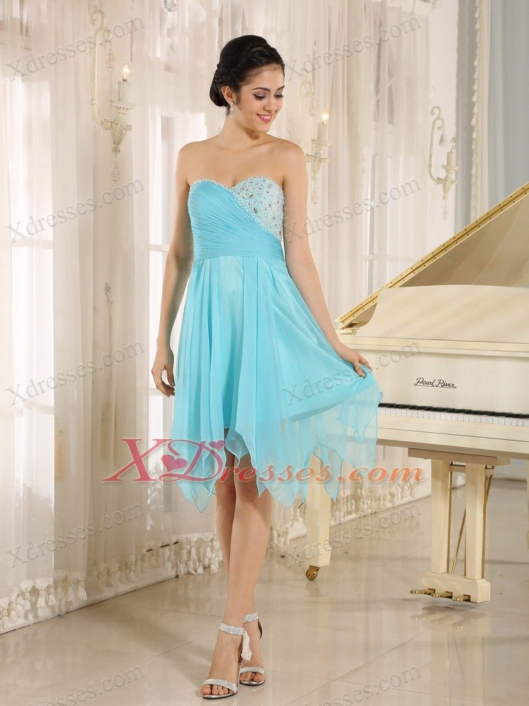 Aqua Sweetheart Cocktail Homecoming Dresses With Beaded Decotate