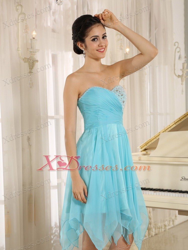Aqua Sweetheart Cocktail Homecoming Dresses With Beaded Decotate