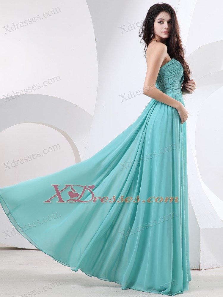 Strapless and Ruch For Simple Prom Dress With Green