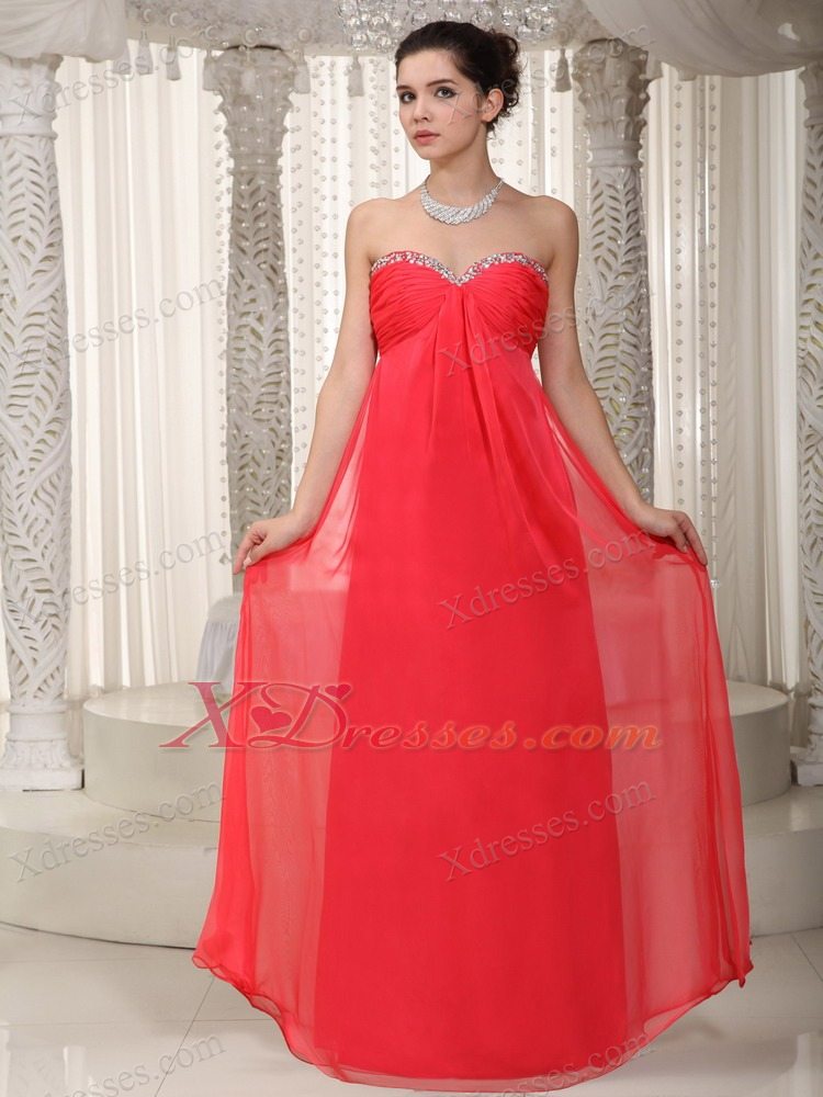 Beautiful Empire Sweetheart Floor-length Chiffon Beading Maxi/Celebrity Dresses