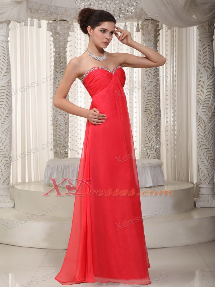 Beautiful Empire Sweetheart Floor-length Chiffon Beading Maxi/Celebrity Dresses