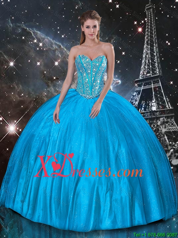 Luxurious Cheap Fall Ball Gown Beaded Detachable Quinceanera Gowns in Blue