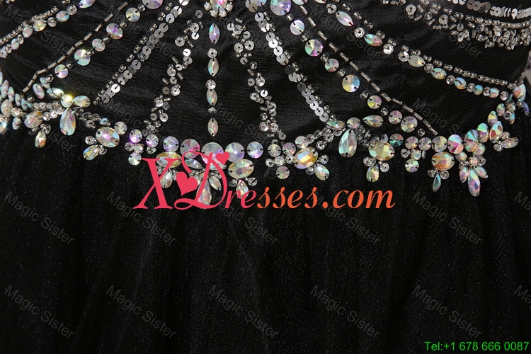 Luxurious Mermaid Sweetheart Beaded Prom Dresses in Black