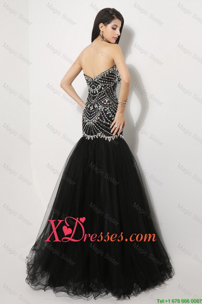 Luxurious Mermaid Sweetheart Beaded Prom Dresses in Black