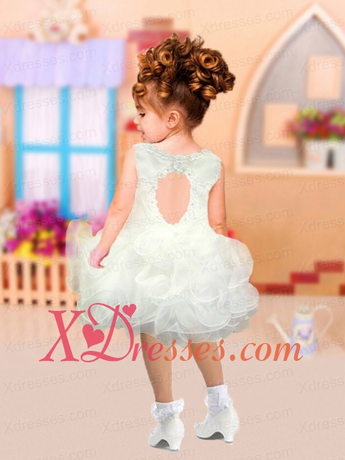 Pretty A-Line Scoop Little Girl Dresses with Appliques in White for 2020