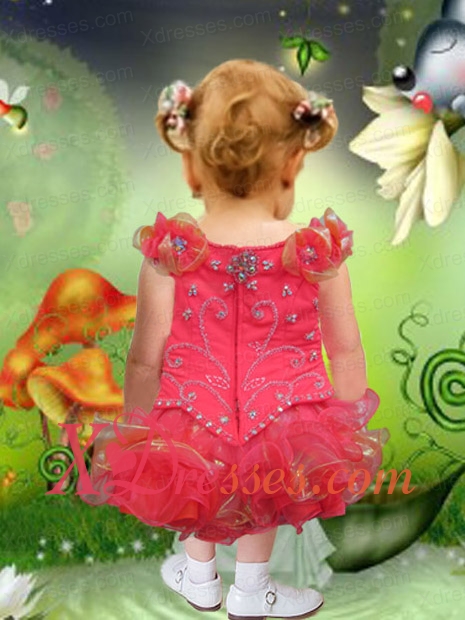 2020 Cute Scoop Knee-length Little Girl Dress with Beading
