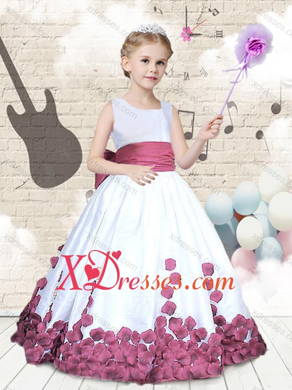 Cheap Hot Sale Scoop Long Little Girl Pageant Dresses with Bowknot