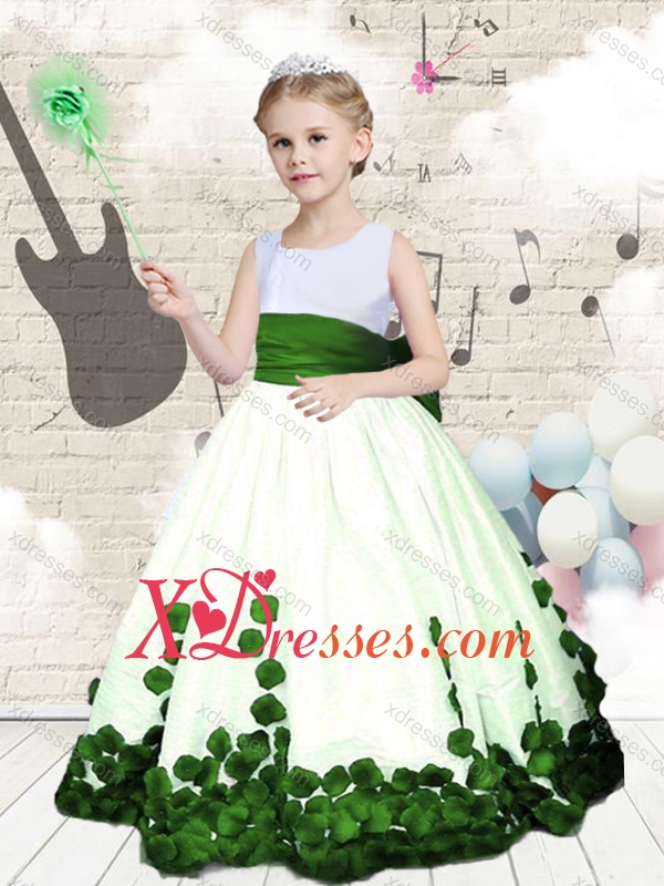 Cheap Hot Sale Scoop Long Little Girl Pageant Dresses with Bowknot