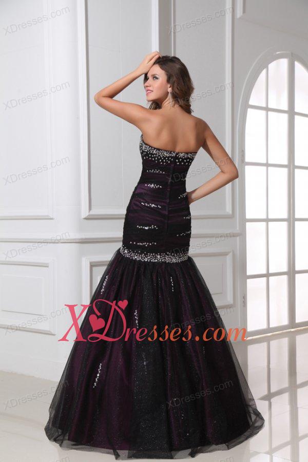 Mermaid Sweetheart Purple Tulle 2020 Perfec Prom Dress with Beading