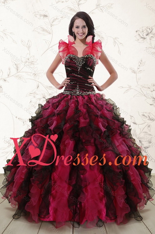 2021 Couture Multi Color Quince Dresses with Ruffles and Beading