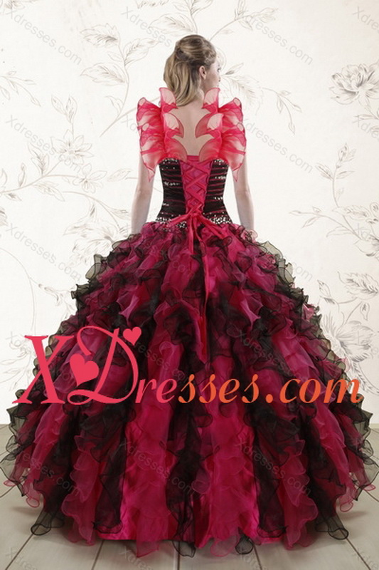 2021 Couture Multi Color Quince Dresses with Ruffles and Beading