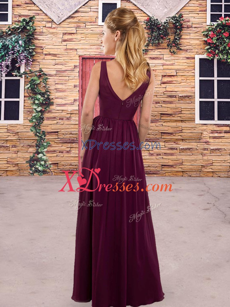 Artistic Chiffon Sleeveless Floor Length Bridesmaid Gown and Ruching