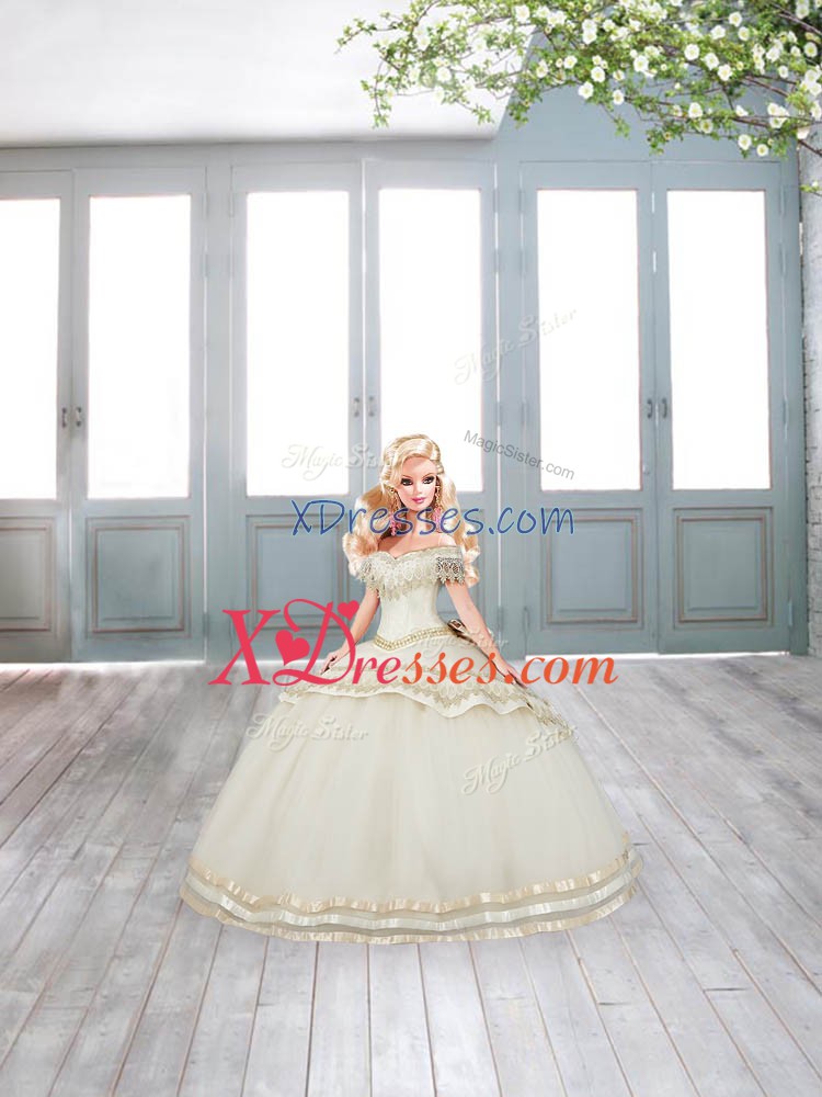 Comfortable Short Sleeves Lace Up Floor Length Beading and Lace 15th Birthday Dress
