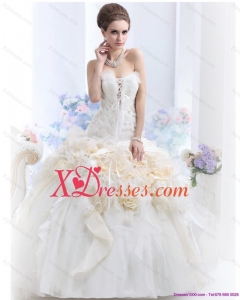 2021 Modest Strapless Wedding Dress with Hand Made Flowers