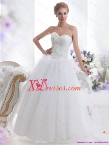 2021 Modest Sweetheart A Line Wedding Dress with Beading