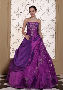 Modest Purple Prom Dress For 2019 Taffeta and Organza Quinceanera Dresses