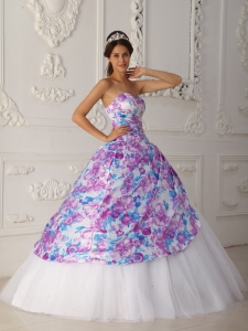 Multi-color A-line Sweetheart Floor-length Tulle Quinceanera Dress