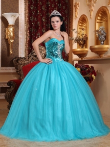 Popular Ball Gown Sweetheart Floor-length Tulle Beading Quinceanera Dress