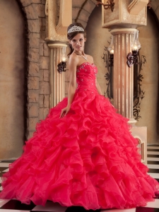 Ball Gown Sweetheart Floor-length Organza Ruffles Quinceanera Dress