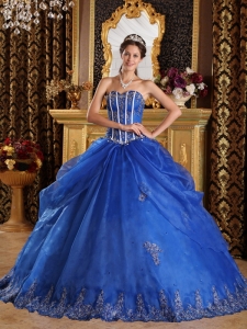 Royal Blue Ball Gown Sweetheart Quinceanera Dress With Appliques