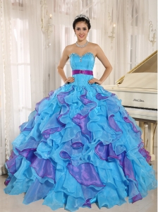 Multi-color Sweetheart Ruffles With Appliques 2019 Quinceanera Dress