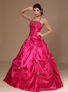 Pick-ups Halter A-line Hot Pink Taffeta Quinceanera Dresses For Custom Made In Demopolis Alabama