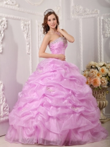Exclusive Ball Gown Strapless Floor-length Organza Appliques Lilac Quinceanera Dress
