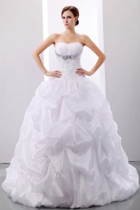 Custom Made 2019 Wedding Dress With Appliques and Pick-ups Court Train Ball Gown