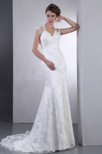 Luxurious 2019 Wedding Dress With Sweetheart Lace Brush Train Column Clasp Handle