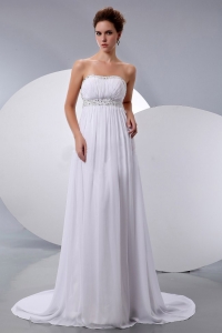 Pretty 2019 Wedding Dress With Beading Court Train Chiffon Empire