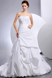 Beautiful Wedding Dress With Pick-ups and Ruching A-Line Court Train