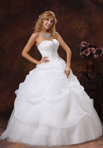 Beaded Decorate Bodice A-line Sweetheart Neckline Floor-length Organza and Tulle 2019 Wedding Dress
