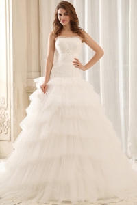Popular Ball Gown Appliques Wedding Dress With Ruffled Layers Tulle In 2019