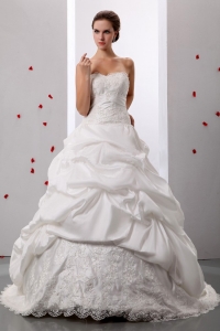 Custom Made Pick-ups Sweetheart Informal Wedding Gowns With Lace and Ruch For Wedding Party